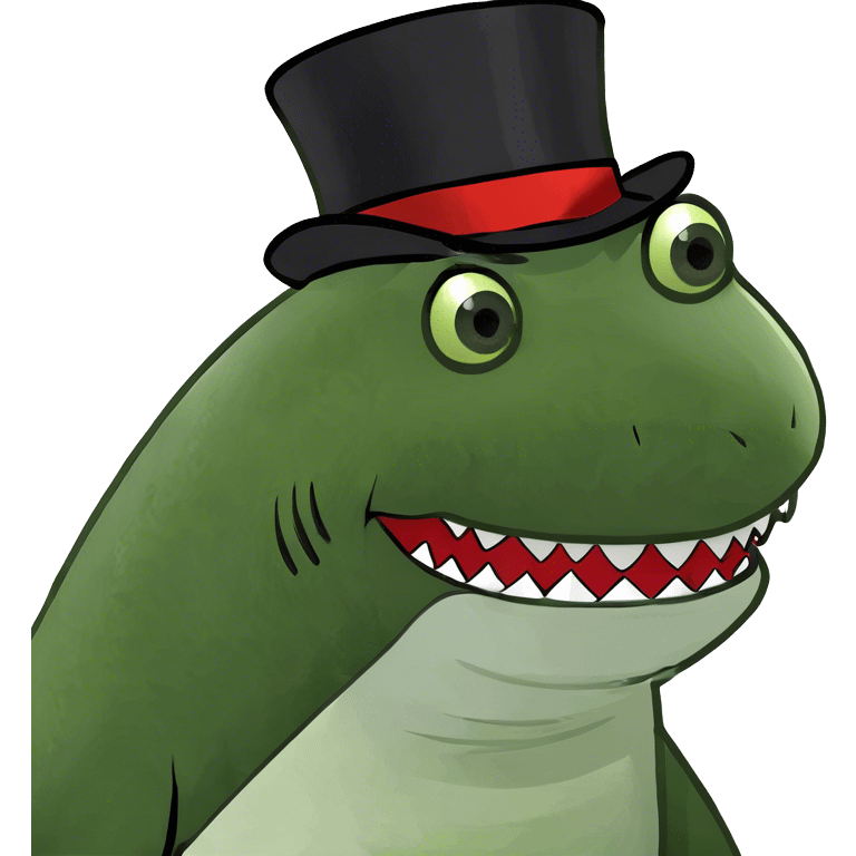 Shark with a top hat emoji