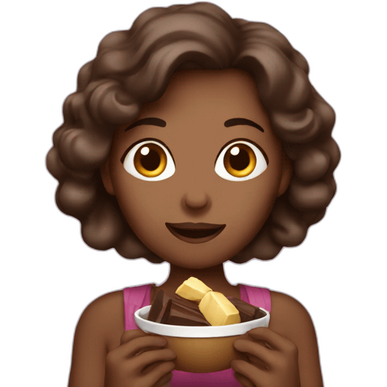 women eating chocolate emoji