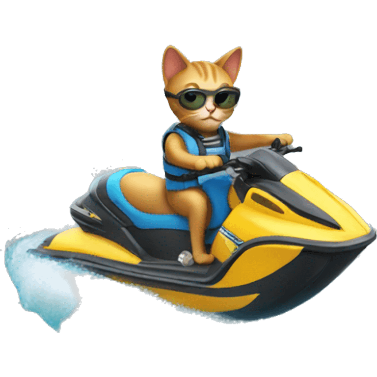 Cat riding a jetski emoji