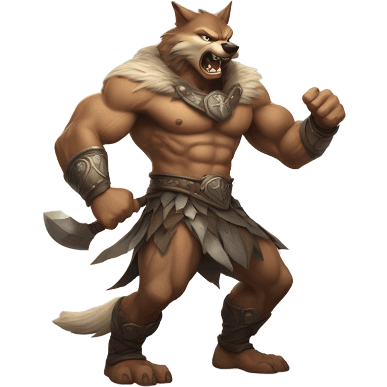 Man fighting wolf emoji