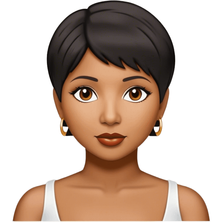 Toni Braxton with a short black hair cut emoji