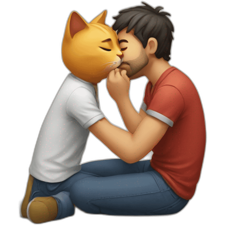 man kissing a cat emoji