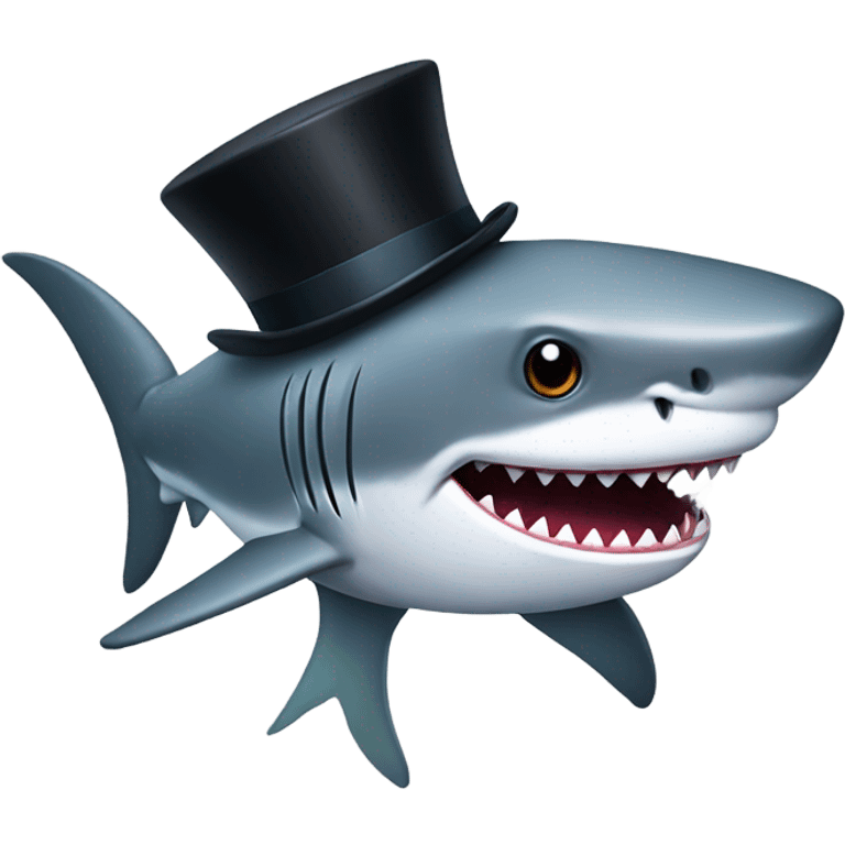 Shark with a top hat emoji