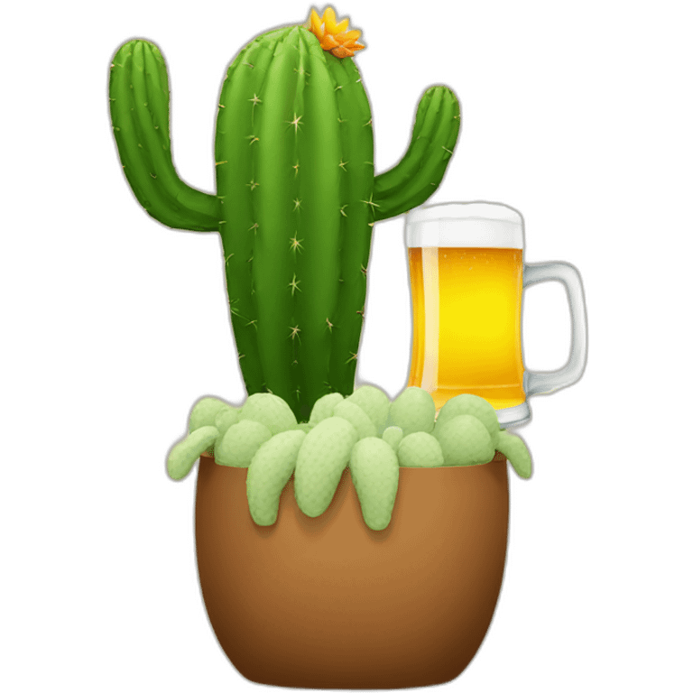 Cactus drinking beer emoji