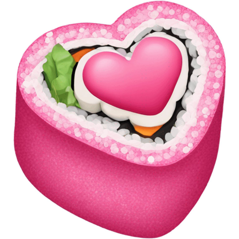 Pink heart shaped sushi roll with glitter  emoji