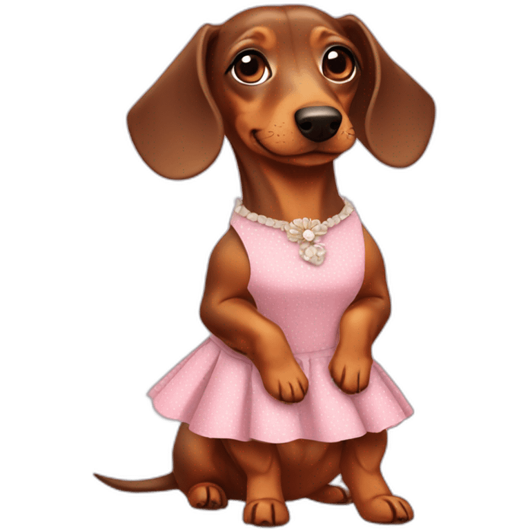 Lady Dachshund whith cute dress emoji