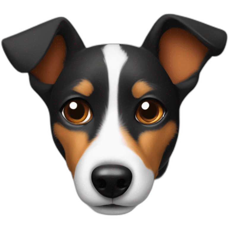 Black and white jack russel with fox’s ears emoji