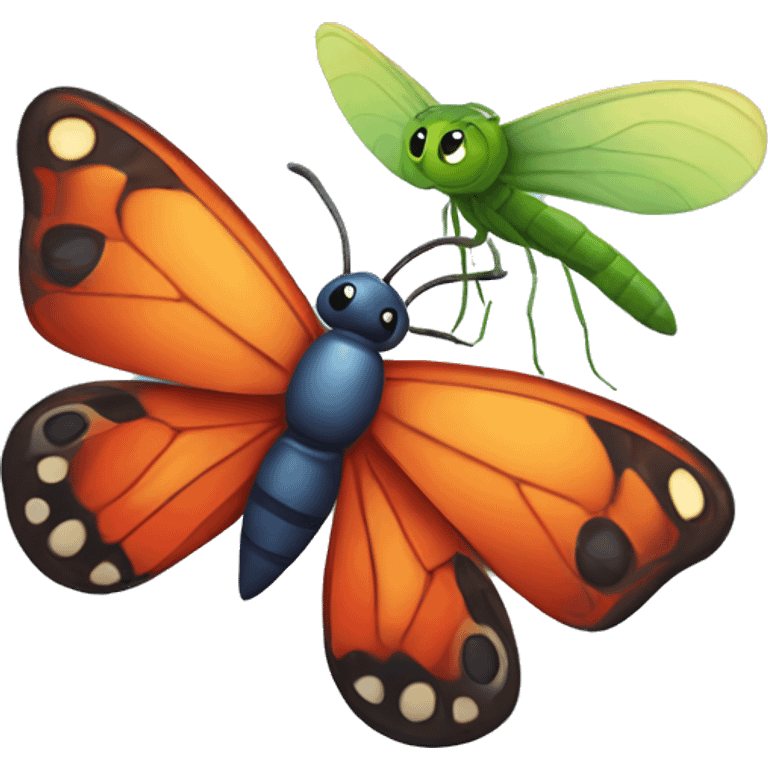 butterfly, ladybug, and dragonfly emoji