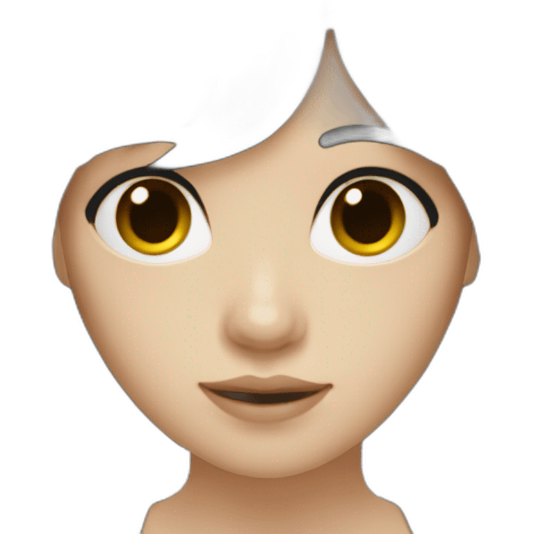 white women long black hair with bangs emoji