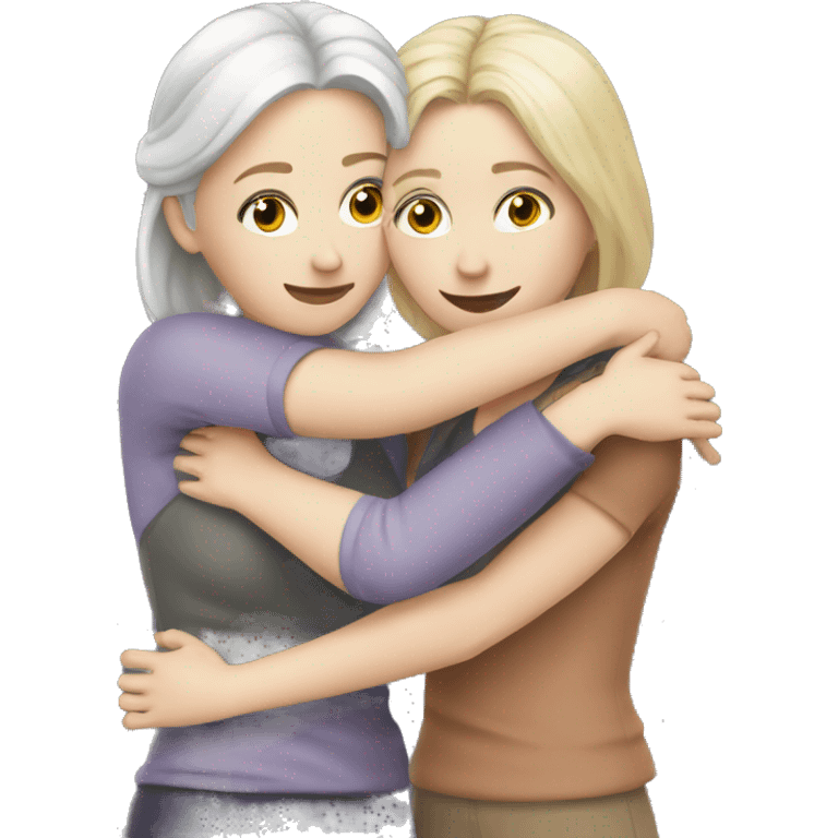 Hug two white skin women   emoji