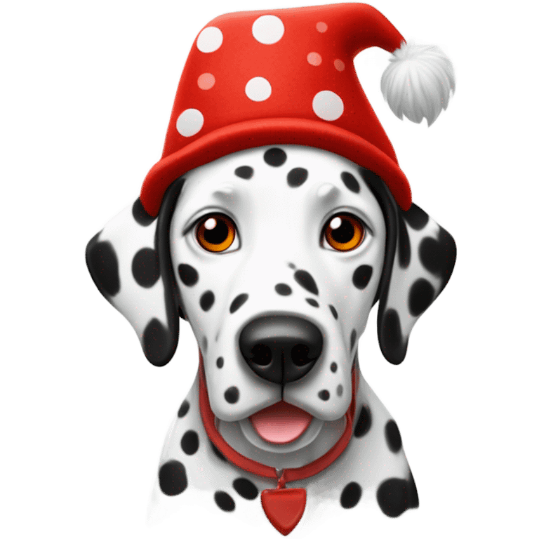 Dalmatian wearing a red gnome hat  emoji