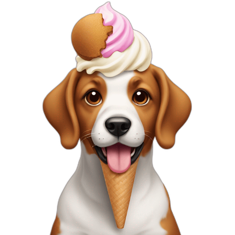 Dog eating an ice cream emoji