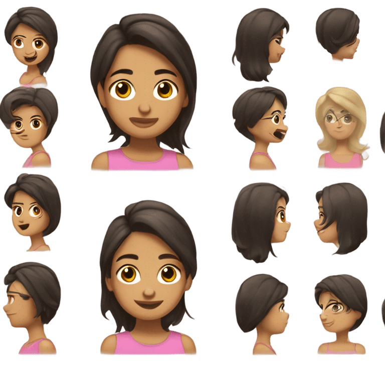 Chica morena, cabello marrón lacio corto hasta los hombros  emoji