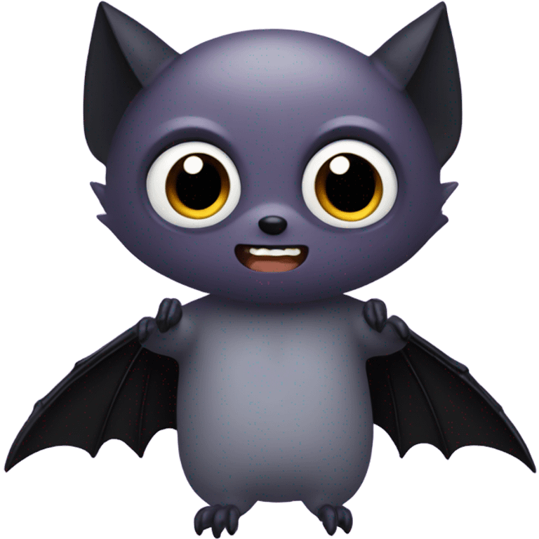 Gray bat, with black wings, and purple and black arms, large studio ghibli eyes  emoji