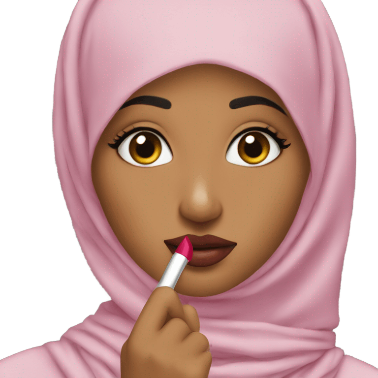 Hijabi putting lipstick on  emoji