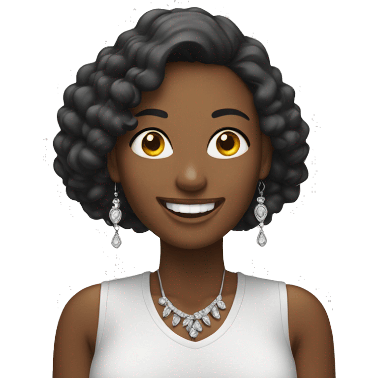 smiling woman with earrings indoors emoji