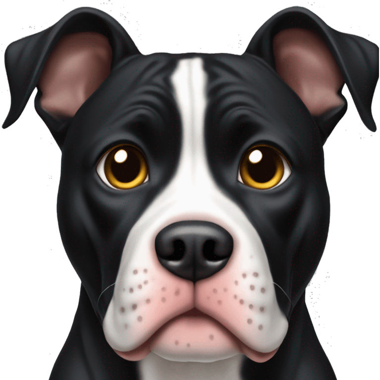 Black dog American Pitbull terrier mixed with super mutt face emoji