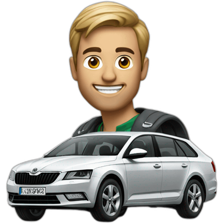 Man with Skoda Octavia emoji