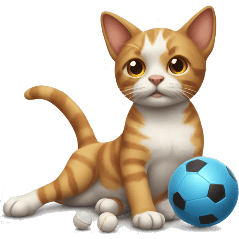 Cat with dog playing with ball emoji