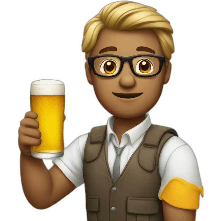 nerd drink a beer emoji