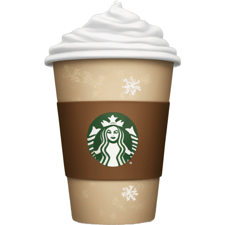 brown starbucks cup with winter pattern emoji