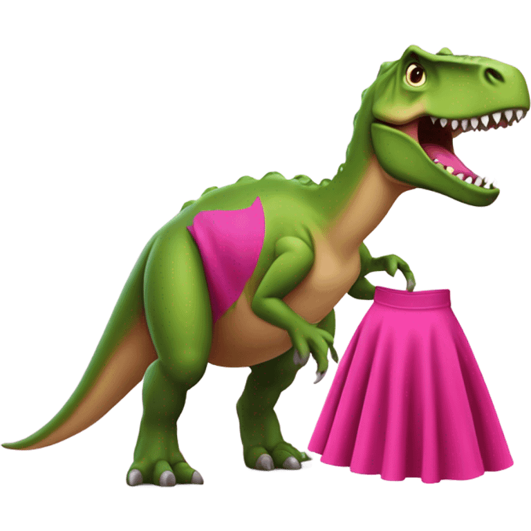 dinosaur wearing hot pink skirt emoji