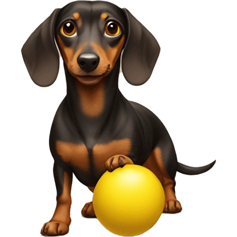 Weiner dog with yellow ball emoji