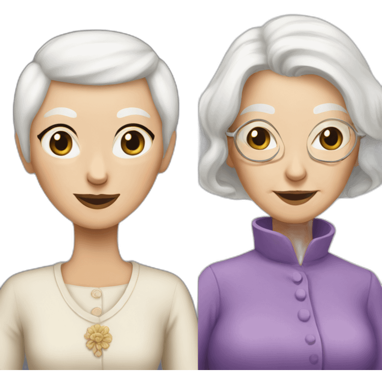 siamese cat and old lady with white hair emoji