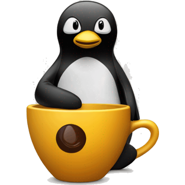 linux  tux with a java cup emoji