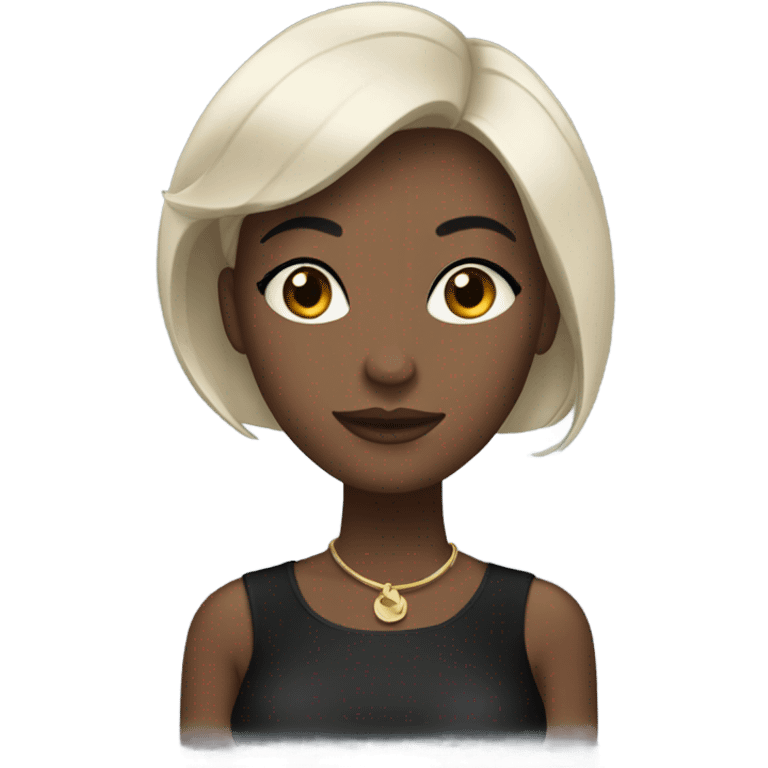 black woman with black short hair and a nice top emoji