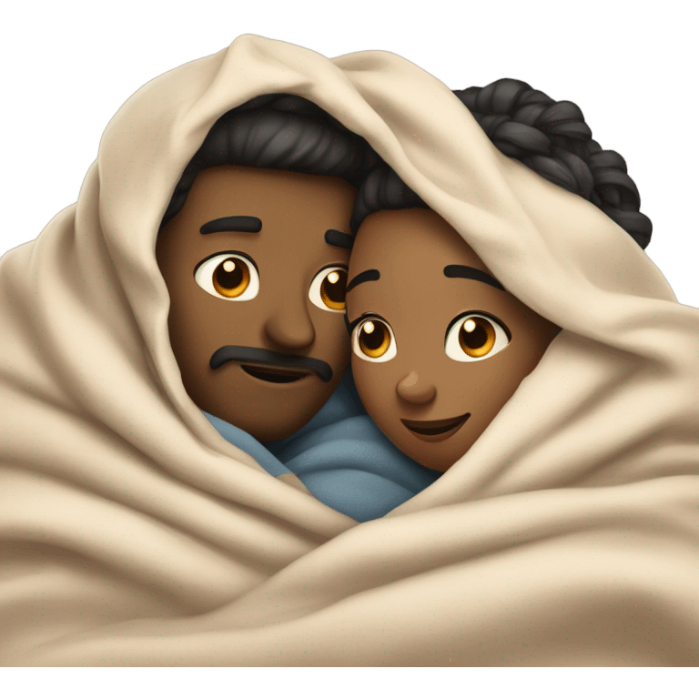 Husband snuggling with wife in bed  emoji