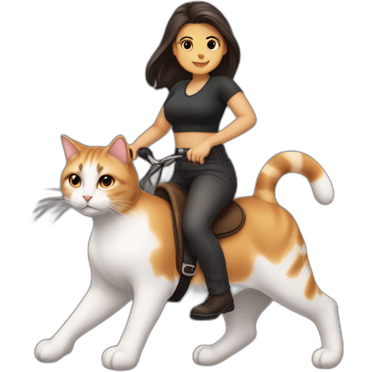 Thick-girl-riding-calico-cat emoji