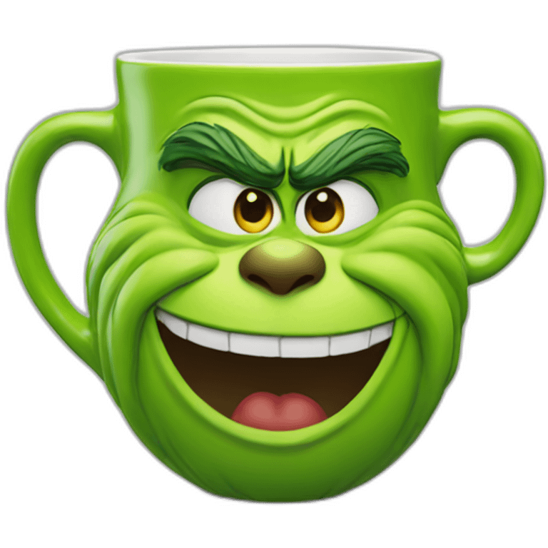 Grinch face shaped mug emoji