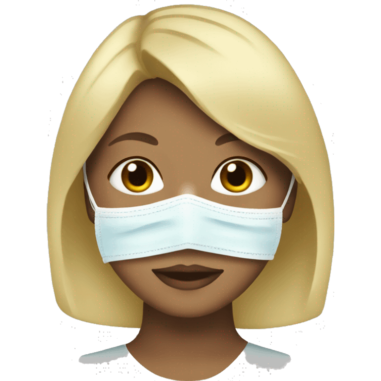 blonde girl with face mask on  emoji