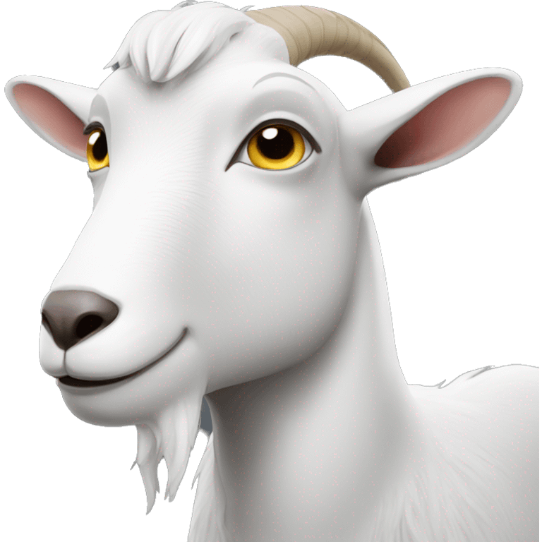 a grey and white goat squinting its eyes emoji