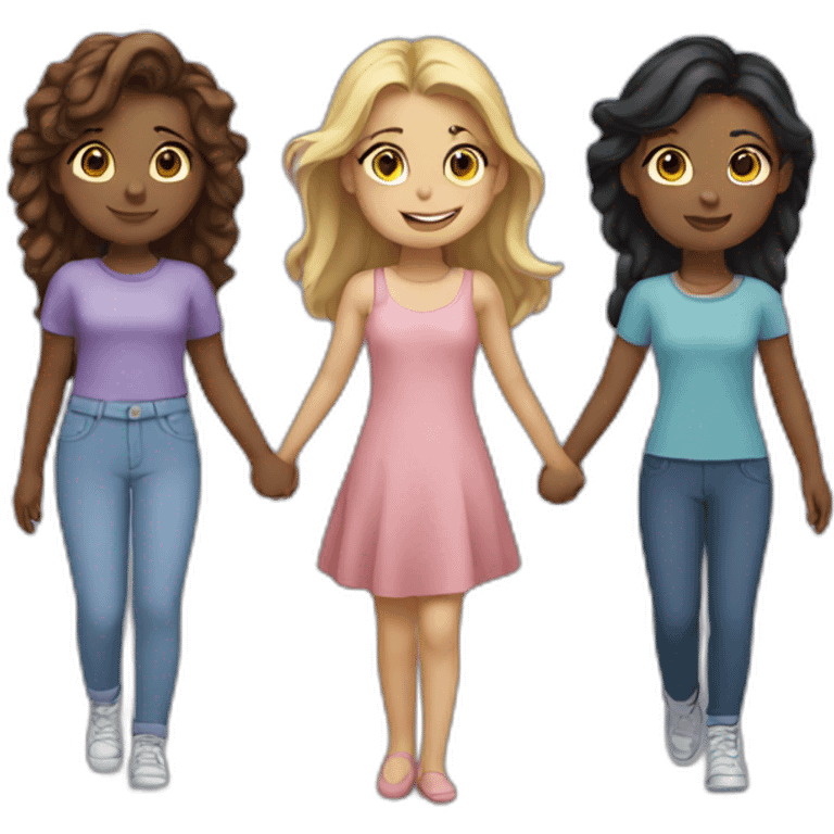 Four girls holding hands  emoji