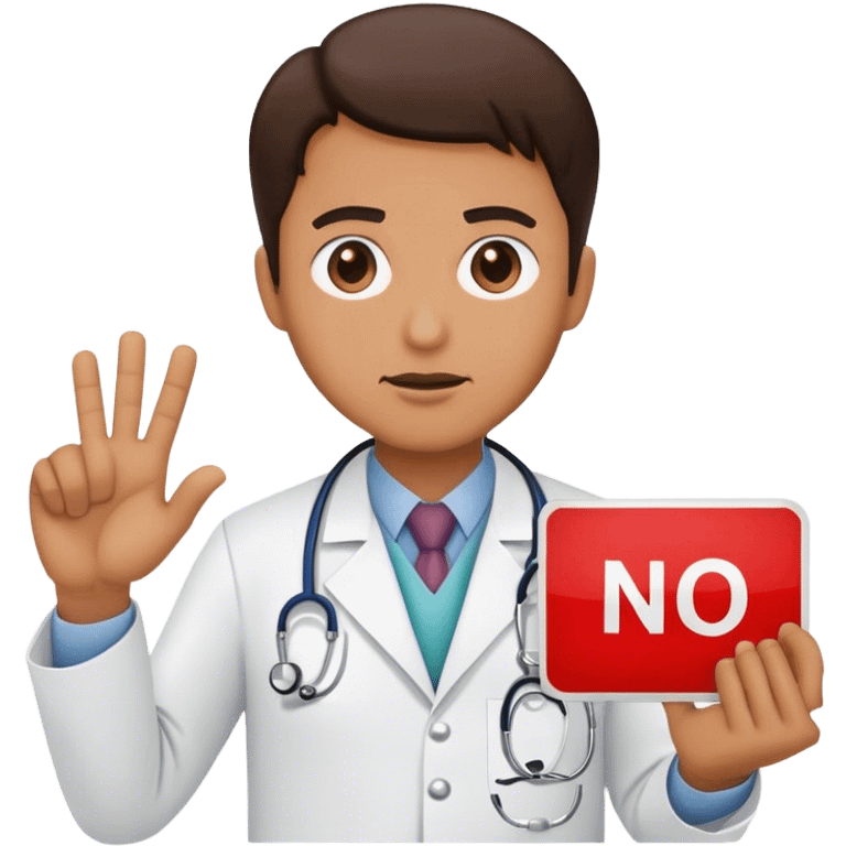 the doctor holding up sign saying no way emoji