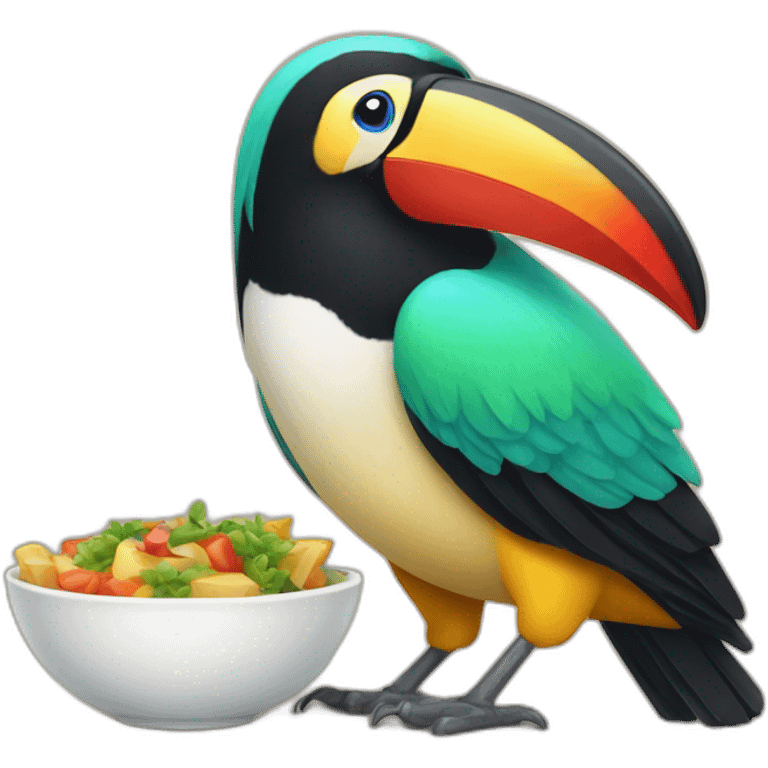 Tucan bird has dinner emoji