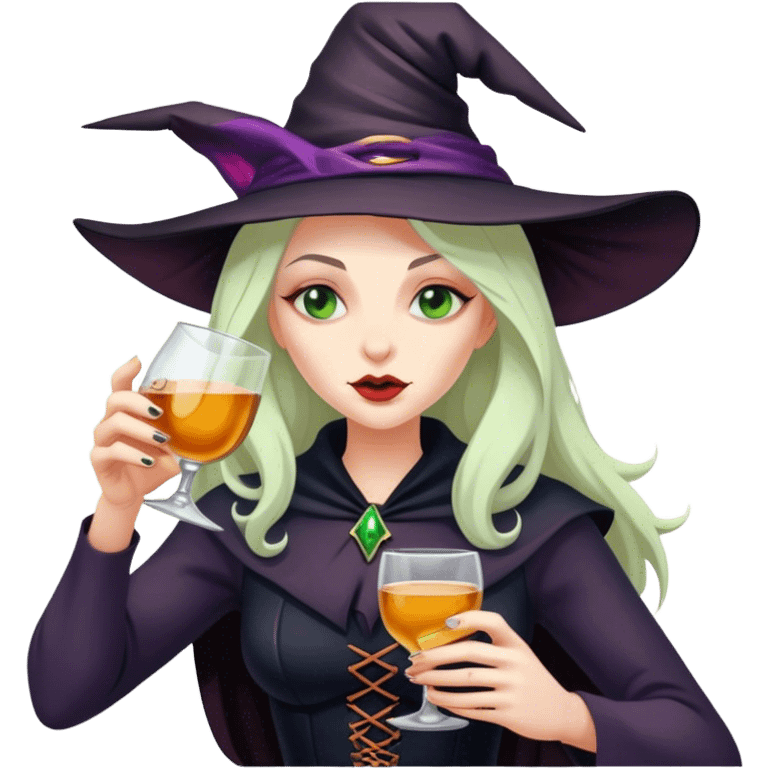 Witch drinking alcohol emoji