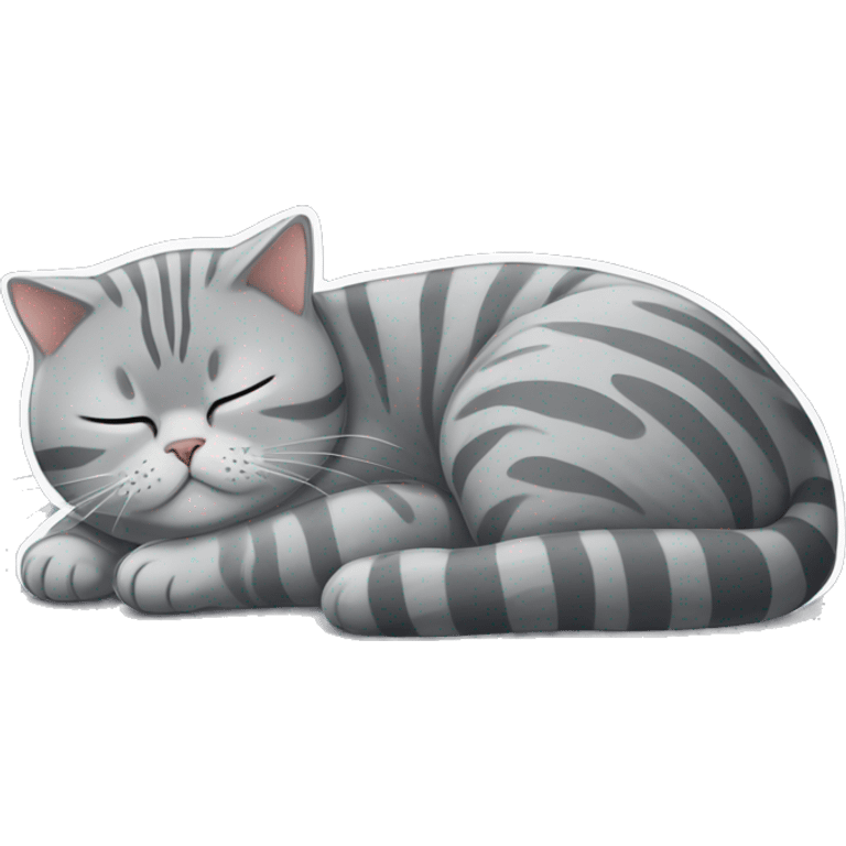 Grey striped british shorthair cat sleeping emoji