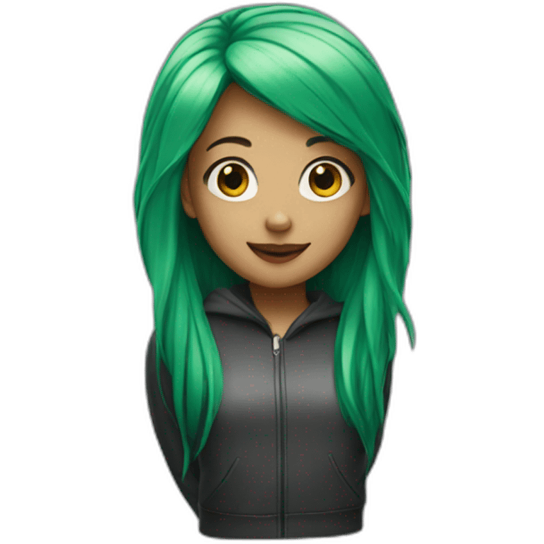 Girl with green hair emoji