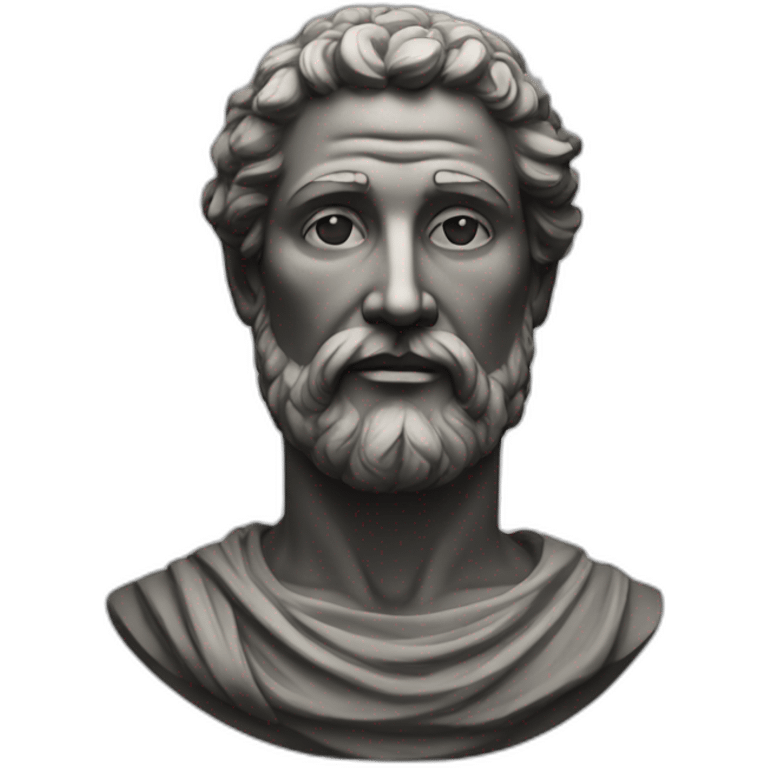 Stoic statue man with beard and fade hair emoji