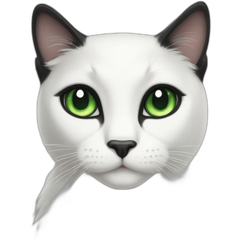 half white black tuxedo cat with green eyes emoji