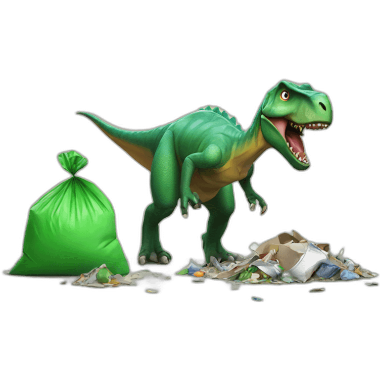 dinosaur throwing rubbish emoji