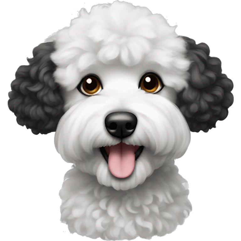 Fluffy black and white poodle mix emoji