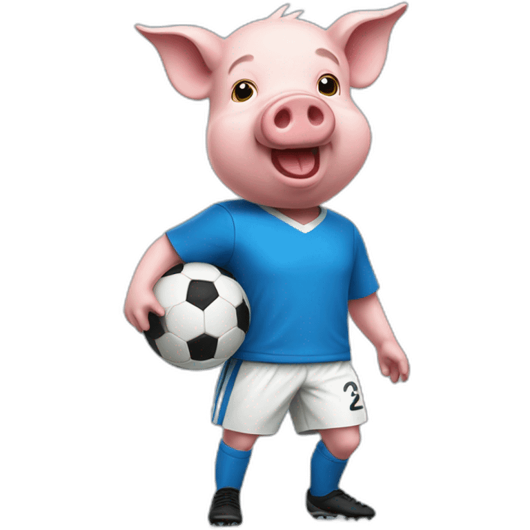 Soccer pig player blue shirt emoji