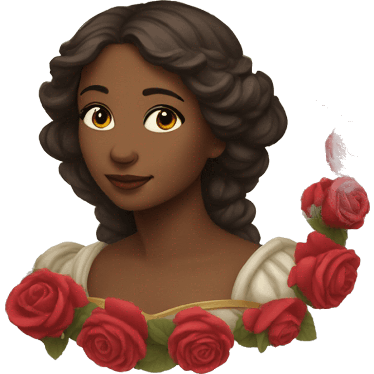 renaissance woman with a halo and her lap full of roses emoji