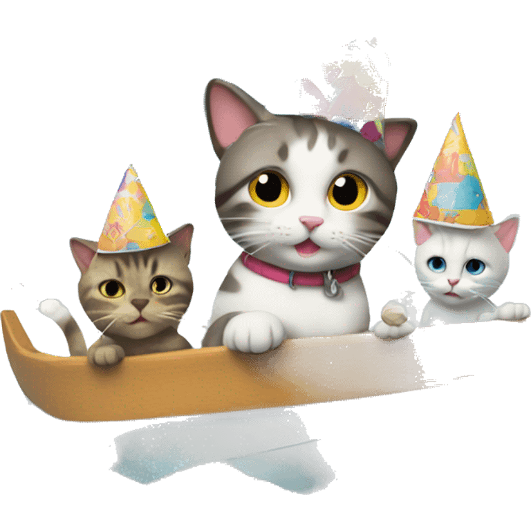 cat having a birthday party on a sailboat emoji