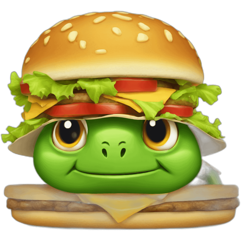 turtle with burger emoji