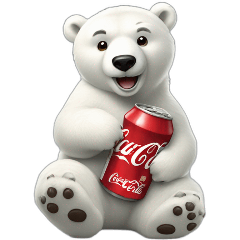 Coca-Cola Polar Bear mascot with the drink emoji